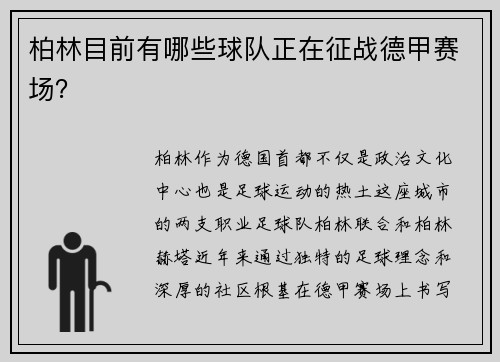柏林目前有哪些球队正在征战德甲赛场？