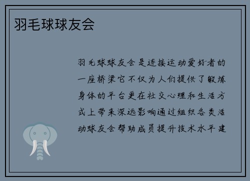 羽毛球球友会
